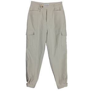 Crescent Cargo Pants Beige Size Small Fitted Waist Tapered Hems Multiple Pockets